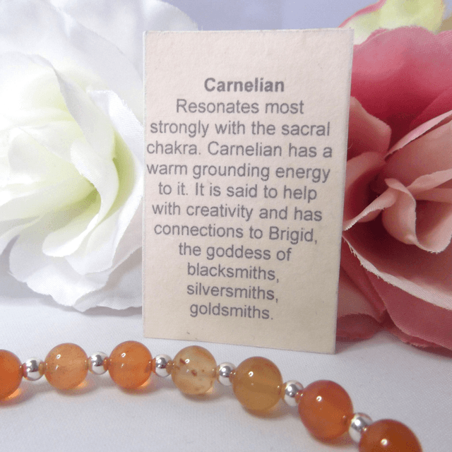 Carnelian gemstone and sterling silver bead bracelet recycled silver clasp