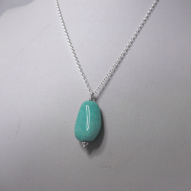 Amazonite tumble stone necklace with recycled silver chain and clasp
