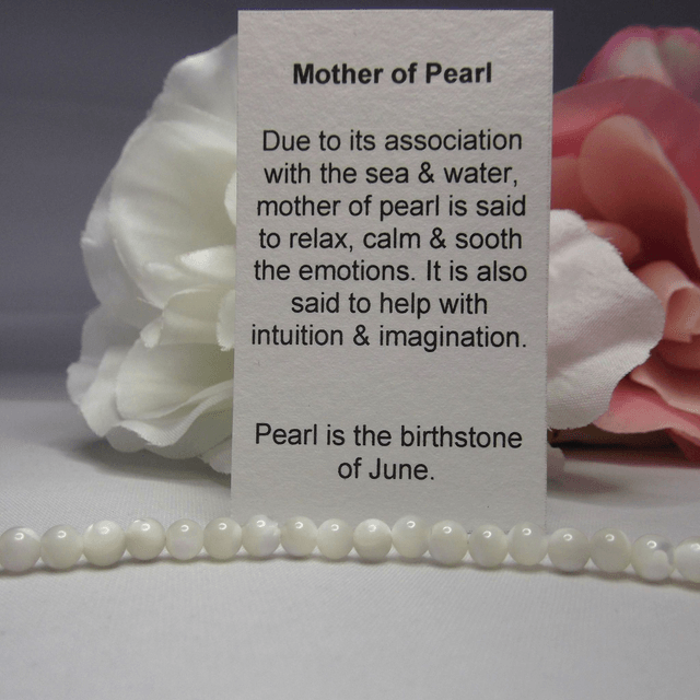 Mother of Pearl gemstone bracelet of small round beads with recycled sterling silver clasp 