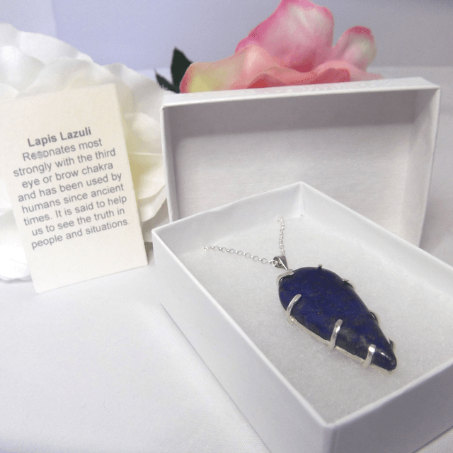 Lapis Lazuli gemstone pendant with recycled silver claw setting