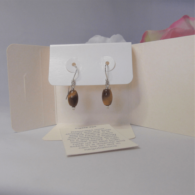 Golden Tigers eye barrel earrings