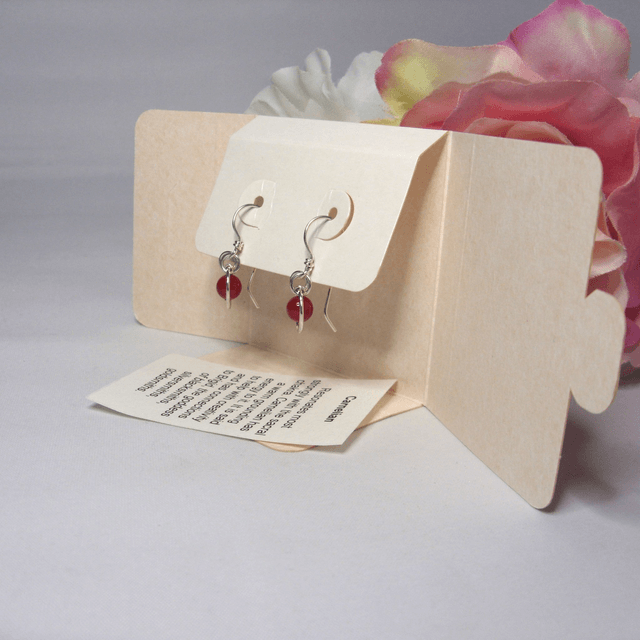 Carnelian gemstone dangle earrings with bead in a ring of recycled silver