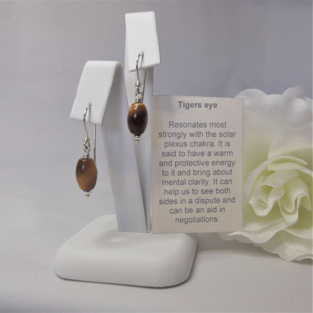 Golden Tigers eye barrel earrings