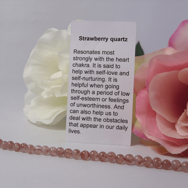 Strawberry quartz gemstone bracelet of small round beads with recycled clasp