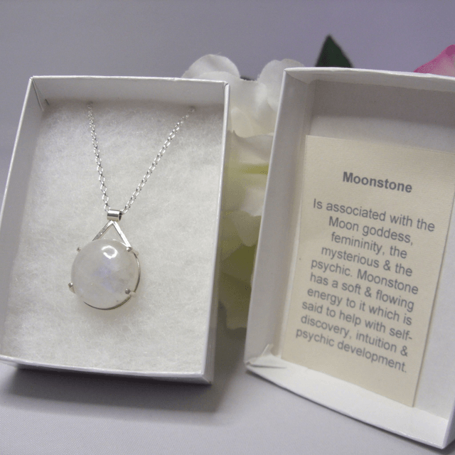 Moonstone gemstone round claw set pendant